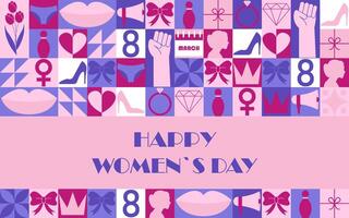Abstract Womens day banner. Neo Geometric mosaic pattern. illustration vector