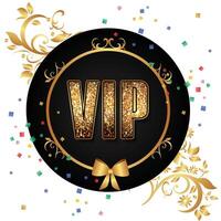 VIP text, golden glitter effect, golden shining sparkle Dark Background vector