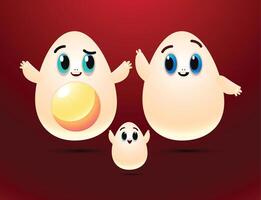Cute Eggs Character design with Red Background vector