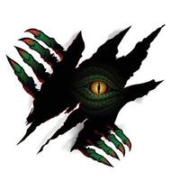 Green eyed monster looking in crack claw with Background vector