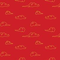 Chinese ornamental clouds seamless pattern. Lunar New Year background design, spring festival holiday symbols. Isolated on white background vector