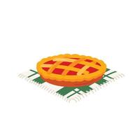 Apple pie on a white background. Illustration in flat style. vector