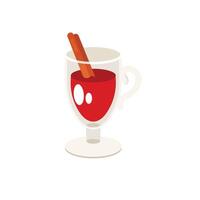 Mulled wine with cinnamon icon in flat style on a white background vector