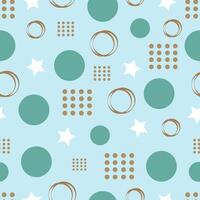 Seamless pattern with dots and circles on a blue background. Wrapping Paper vector