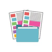 Illustration of a folder with documents on a white background. Flat design. Flat color design document icon isolated. document file isolated icon illustration. Report icon. vector