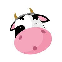 Cute cow head. Farm animal. Flat design. cow icon isolated on white background for your web and mobile app design, cow logo concept. Illustration element design with animal theme vector