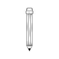 Pencil with eraser icon. Pencil illustration in doodle style. Pen icon in flat style. Pen illustration on white isolated background. Pen business concept. vector