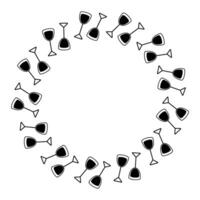 Shot glasses Black and white Circle Frame border in trendy minimalistic. World Cocktail Day Template. Isolated illustration Thematic post, blog, leaflet, banner, price tag, label or web promo vector