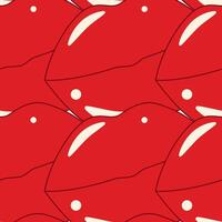 Abstract lips create texture Seamless Pattern in trendy red. St Valentines Day background concept. Isolated illustration Wallpaper, wrapping, or web promo banner, greeting or invitation cards vector