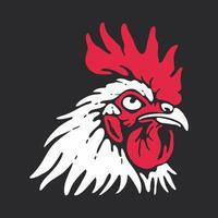 Graphic Rooster Head Design in Red, White, and Black vector
