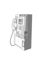 Black and white Old payphone sketch issolated on white vector