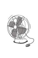 Black and white retro style electric fan sketch draw home object doodle vector
