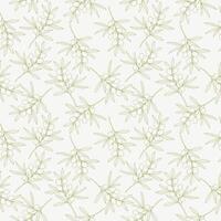 Greek fruit pattern, green outline drawing of an olive branch on white background. vector
