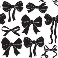 Seamless pattern with black bows and ribbons. symbol of the fight against cancer, femininity vector
