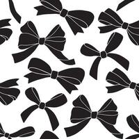 Seamless pattern with black bows and silk ribbons. symbol of the fight against cancer, femininity vector