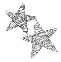 Eco-friendly Christmas decoration, set of stars woven from straw and branches. illustration in sketch style. christmas core vector