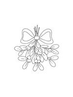 Christmas bouquet of mistletoe. Cute drawing for New Year, Christmas. Coloring book vector