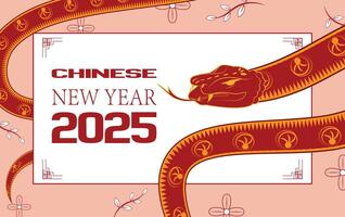 Festive Year of Snake thumbnail featuring open-mouth snake, floral decor, and elegant design for social media vector