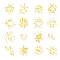 Star and sparkle doodle hand drawn for element and illustration vector