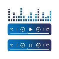 Media music player template with sound waves vector