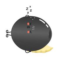 Cute sleeping Black Olive character with a whimsical design. hand drawn cartoon kawaii character illustration icon. Isolated on white background. Black Olive sleeping character vector