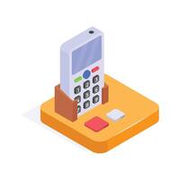 Voice communication, landline telephone isometric icon vector