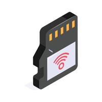 Data memory chip, memory card isometric icon easy to use and download vector
