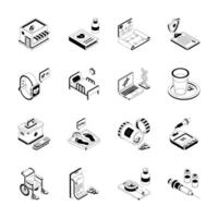 A collection of isometric icons representing various aspects of healthcare vector