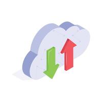 Grab this creative isometric icon of cloud data transfer in editable style vector