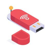 Portable USB dongle providing wireless internet connectivity vector