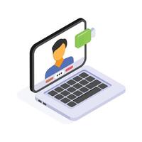 Get this amazing icon of call on laptop in modern style vector