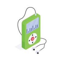 Portable mp3 device in isometric style in modern style vector