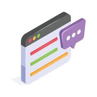Browser messaging interface for text exchange and online chats vector
