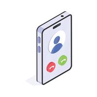 Get this amazing icon of phone call in modern isometric style vector