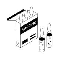 Box of vaccine ampoules for immunization and healthcare protection vector