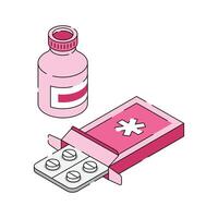 Blister pack with orange tablets for medication vector