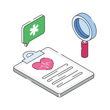 Clipboard with medical records and patient data vector