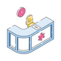 Icon of Hospital or clinic reception desk for patient check in vector