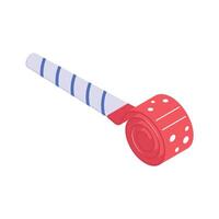 Noisemaker, isometric icon of party blower in modern style vector