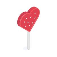A red heart-shaped lollipop symbolizing love and sweetness. vector