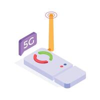 Isometric icon of a usb wifi adapter with an antenna. vector