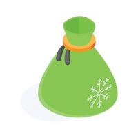 A green bag with gifts, perfect for festive occasions vector