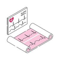 ECG readout paper displaying heart health information. vector
