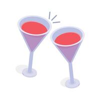 Isometric icon of two clinking glasses for toasting celebrations vector