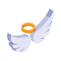 Get this isometric icon of angel wings halo in modern style vector