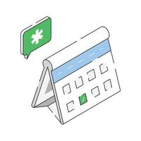 Calendar with medical appointment reminder for healthcare scheduling. vector