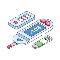 Device for blood sugar level testing and diabetes management vector