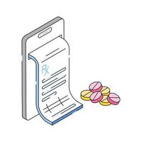 Prescription slip with medication pills for patient treatment vector