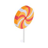 Spiral lollipop icon design, of confectionery item in isometric style vector