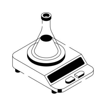Beaker and scale for lab experiments and chemical analysis vector